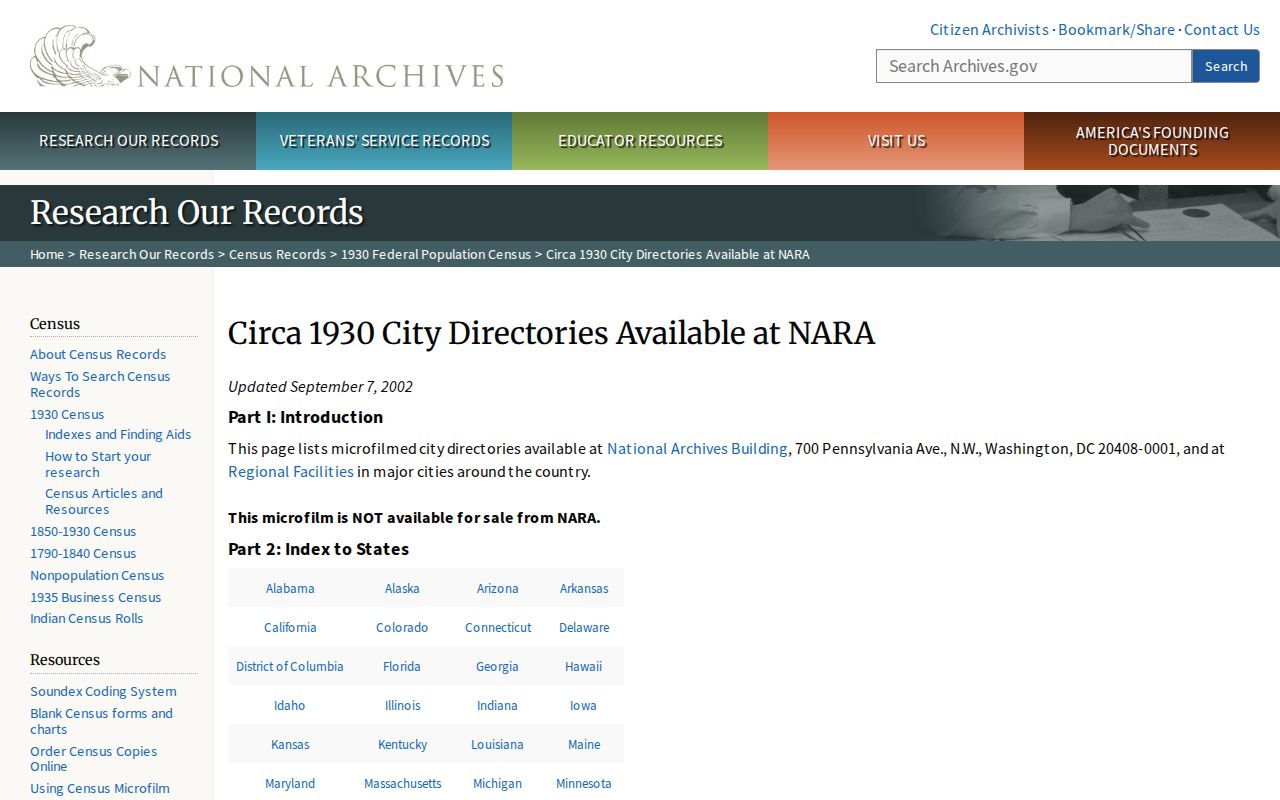 Oshtemo Township city directory cross-check through National Archives research