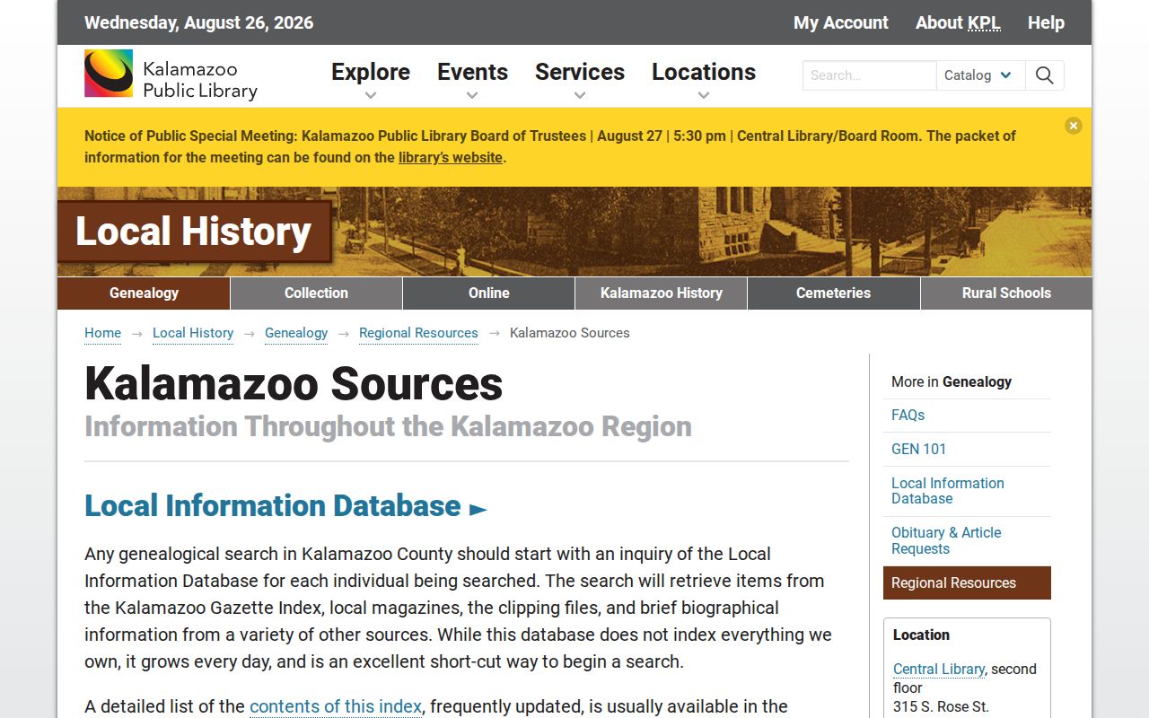 Oshtemo Township city directory sources at Kalamazoo Public Library