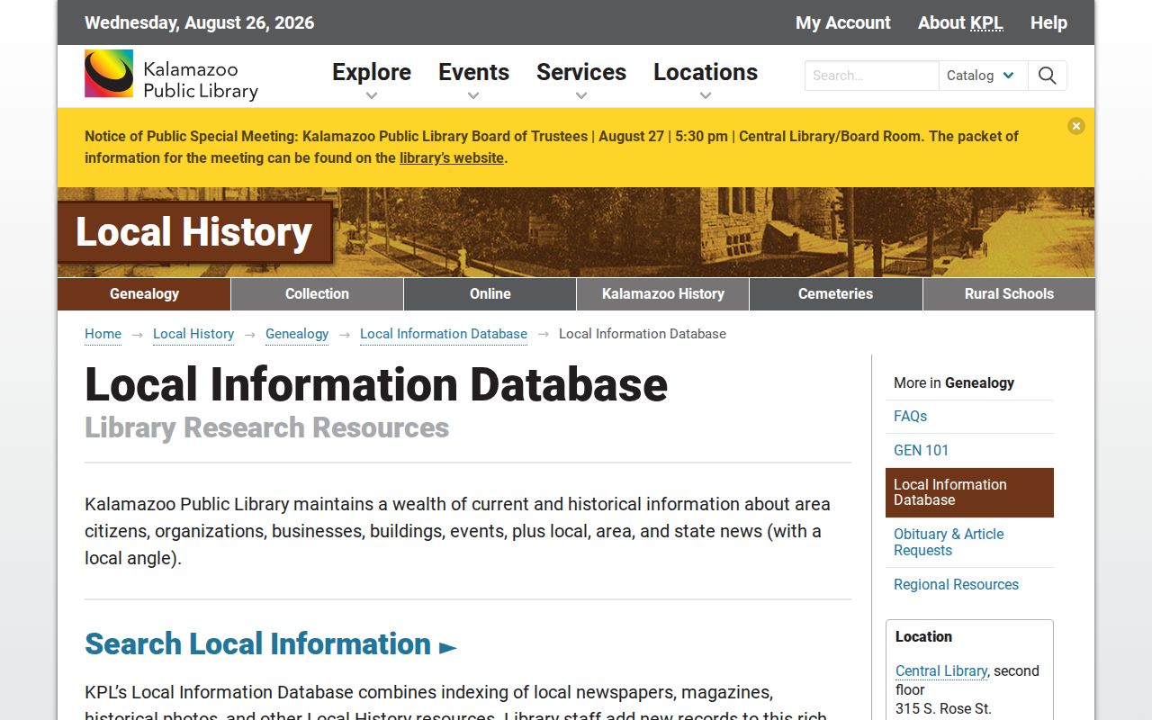 Oshtemo Township city directory companion research in KPL Local Information Database