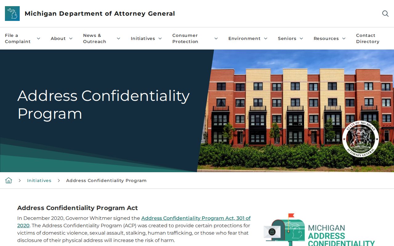 Oshtemo Township neighbors resource showing the Michigan Address Confidentiality Program