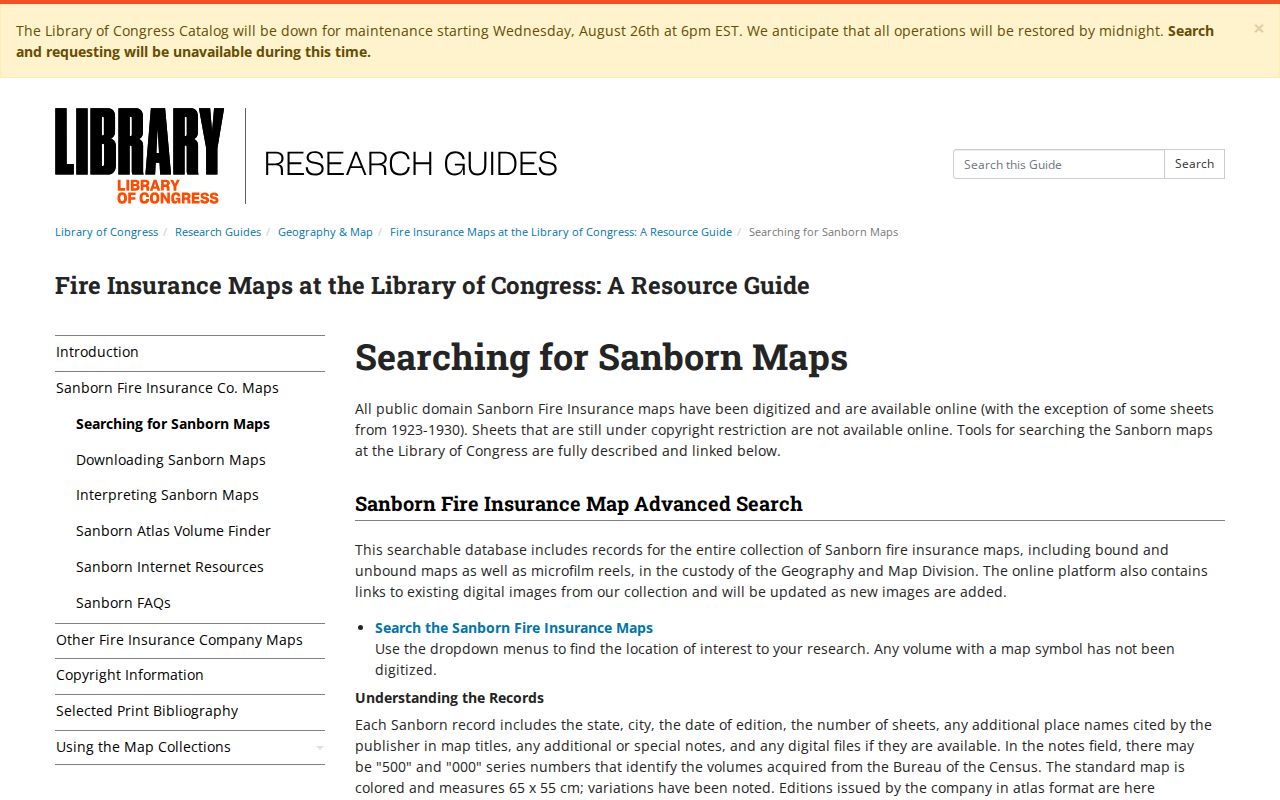 Oshtemo Township previous residents map research using the Library of Congress Sanborn guide
