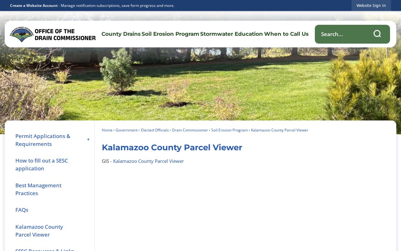 Oshtemo Township street directory image of the Kalamazoo County parcel viewer